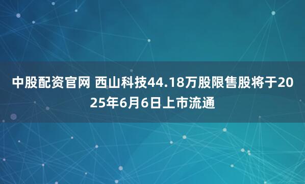 中股配资官网 西山科技44.18万股限售股将于2025年6月6日上市流通